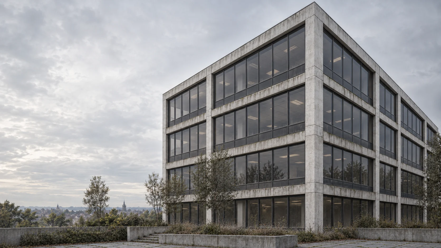 Concept of an existing commercial office building before conversion